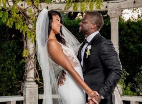 Eniko Parrish with her husband Kevin Hart at their wedding.
